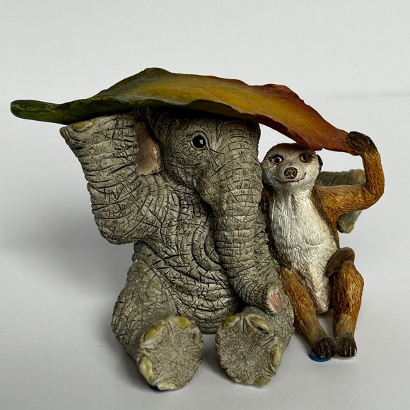 Tuskers "Love is Sharing" #90850 Elephant and Meerkat Friendship Figurine - Picture 3 of 9